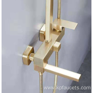 Brushed Gold Bathroom Square Head Shower Faucet